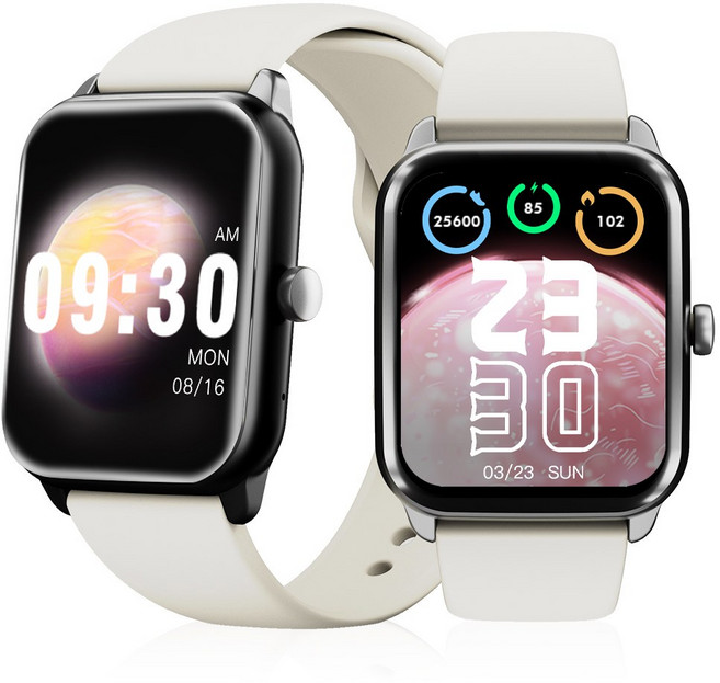 ebeiya 통화가능 스마트워치 대화면 운동측정 알림 확인 가능한, 블루투스, 4.65cm, 베이지