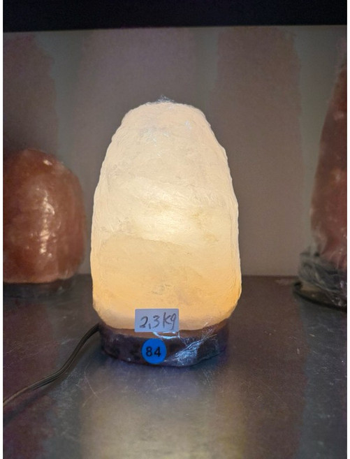 喜馬拉雅山白鹽燈 原木底座 2-5公斤 附開關電線, 2.3公斤84,搭配一般開關電線