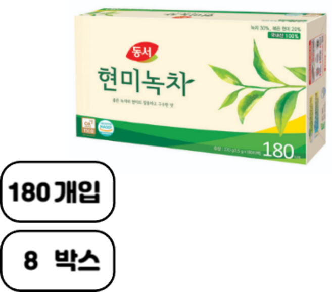 동서 현미녹차, 1.5g, 180개입, 8개