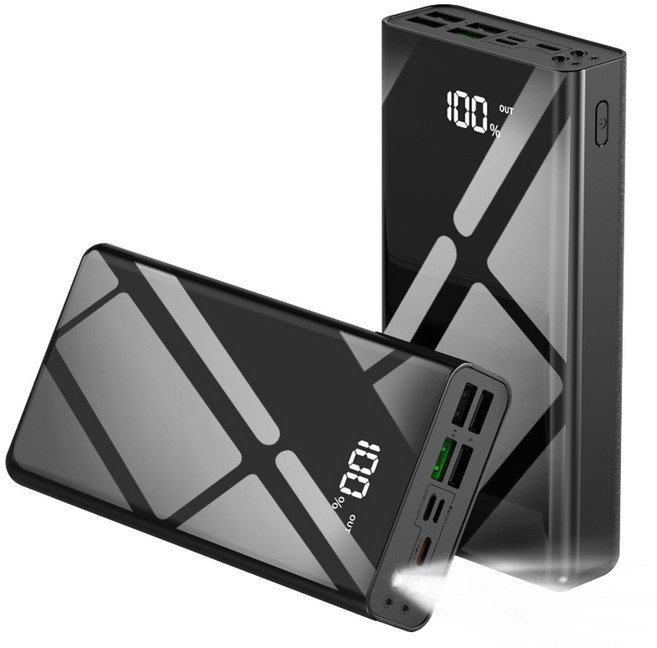 THOUSTA 대용량 보조배터리 고속충전 30000mAh 멀티단자 잔량표시 LED조명 PD 22.5W QC3.0, 블랙