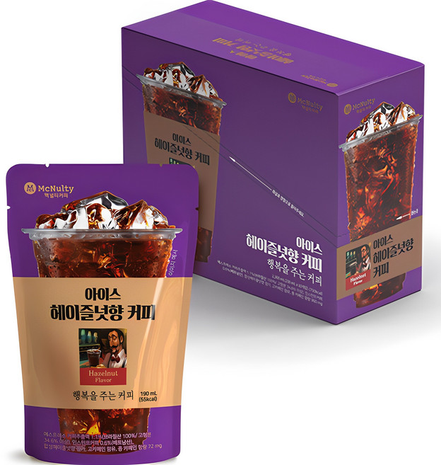맥널티커피 아이스 헤이즐넛향 커피, 190ml, 10개