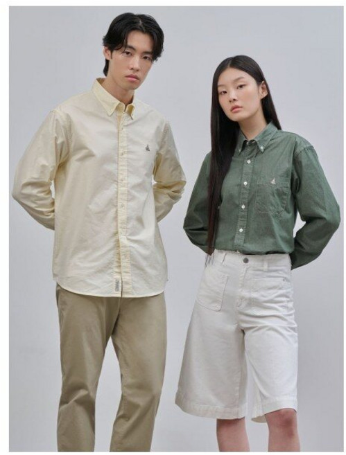 [빈폴] [Essential] 남녀공용 옥스퍼드 솔리드 셔츠 아이보리 (BC4764E050)