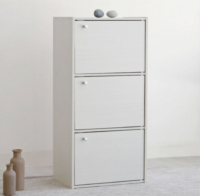 아이리스 3단 도어형 공간박스 책장 CX-33D, WHITE 2개