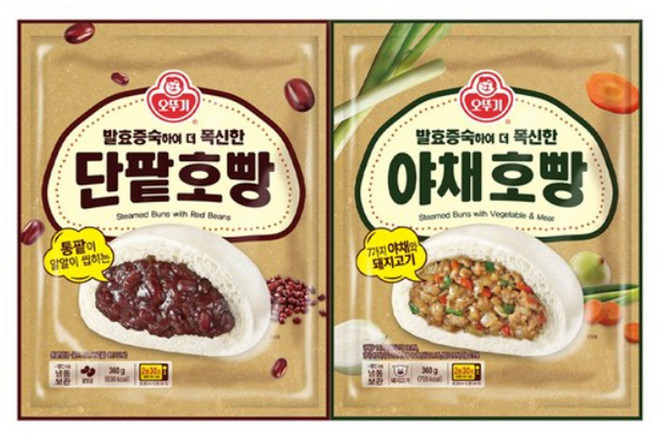 오뚜기 발효증숙 호빵 360g 4개(단팥2+야채2), 4개