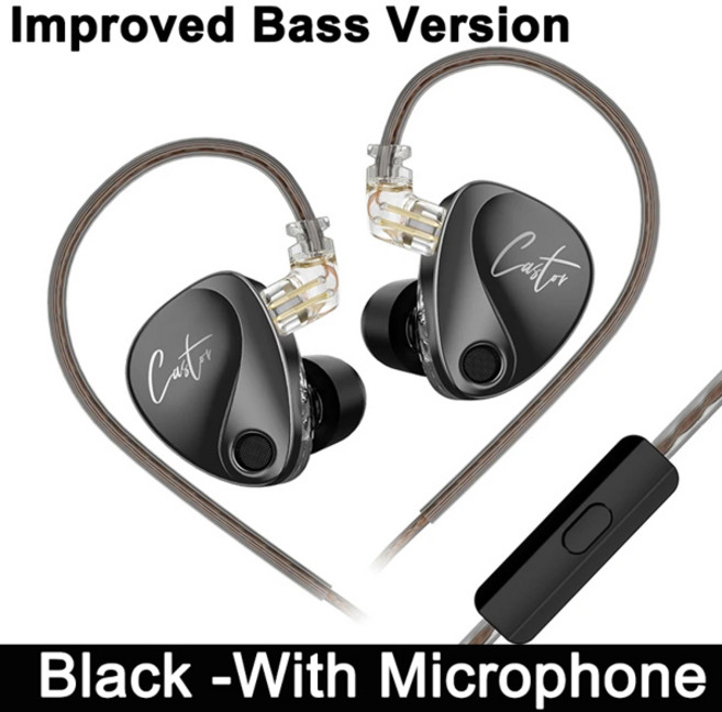 KZ Castor 유선 Harman 향상된 저음 HiFi 이어폰 2 동적 조정 가능한 밸런스 모니터 헤드폰 IEM 이어폰 음악 스포츠 이어 버드, 2) ImprovedWith Mic, [04] Improved-With Mic