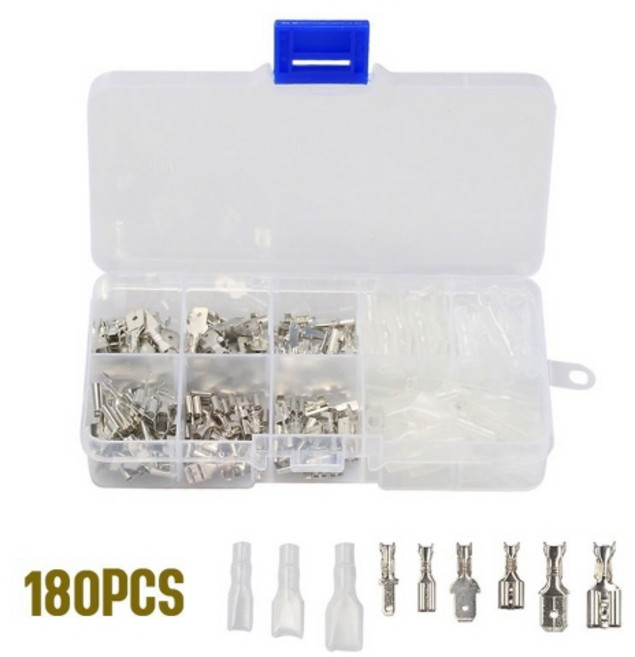 압착 와이어 스페이드 커넥터 터미널 암수단자 180p 세트, 1개