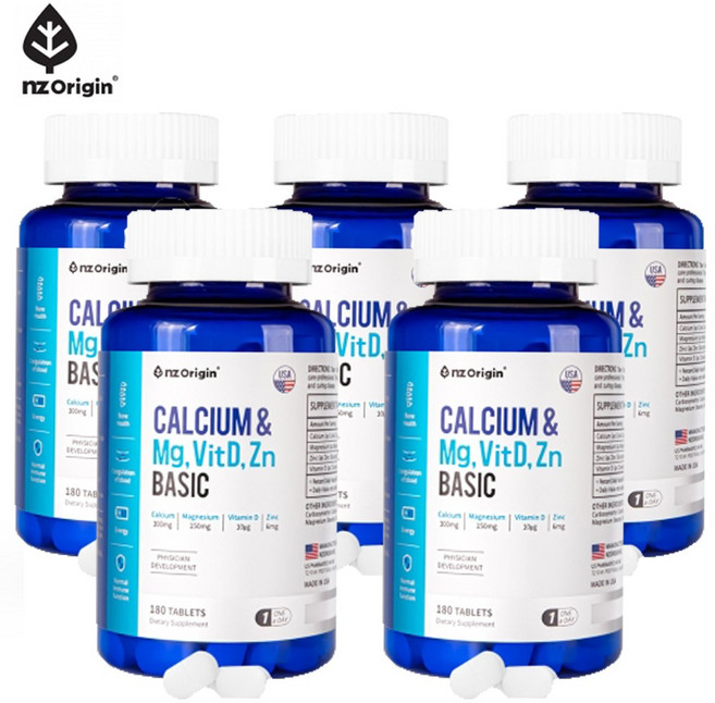 엔젯오리진 칼슘 앤 마그네슘 비타민D 아연 베이직 180정, 5개