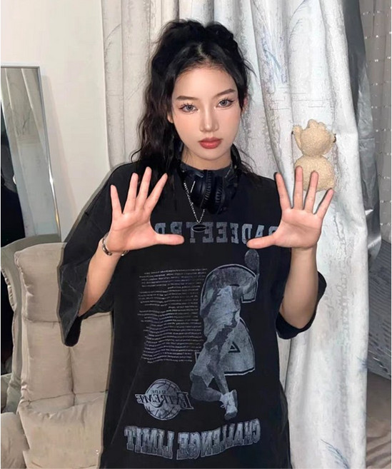 티니플럼모드 오버핏 피그먼트 반팔티셔츠