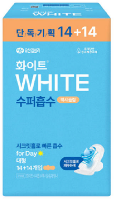 화이트 수퍼흡수 맥시슬림 대형 14+14p/맥시슬림대형날개형, 1개, 28개입