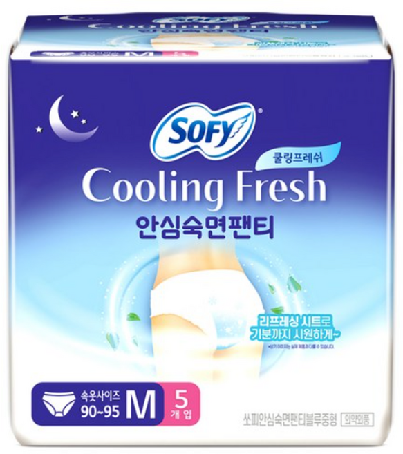 쏘피 쿨링프레쉬 입는 오버나이트 안심숙면팬티, 중형, 5개입, 15개