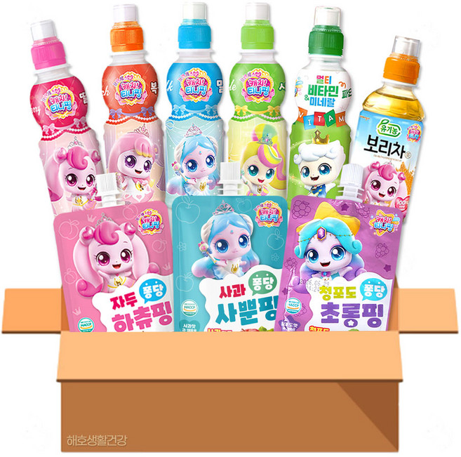 캐치티니핑 페트 음료수 200ml 5종 + 퐁당 음료수 100ml 3종 + 멀티비타민 페트 음료수 왕자핑 200ml 세트, 1개, 1.5L