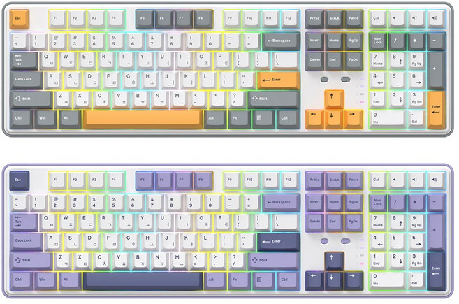 COX C108 유무선 기계식 키보드, 화이트그레이 용과축
