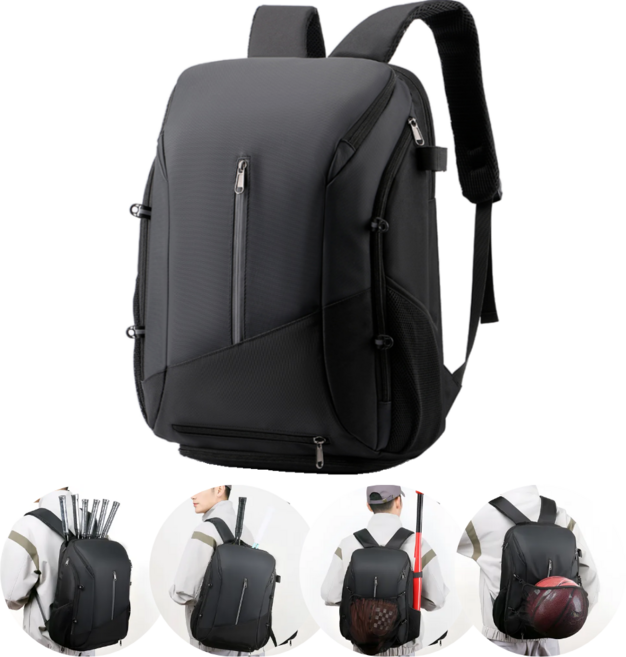 조이블리 다용도 축구 농구 배드민턴 테니스 스포츠 방수 백팩 가방, JB블랙, 1개