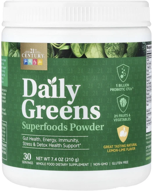 프리미엄상품 21st Century Daily Greens 슈퍼 푸드 분말 레몬 라임 210g(7.4oz) 끝내주게잘나가는상품, 21stCenturyDailyGreens슈퍼푸드분말레몬, 210g, 1개 - 쿠팡
