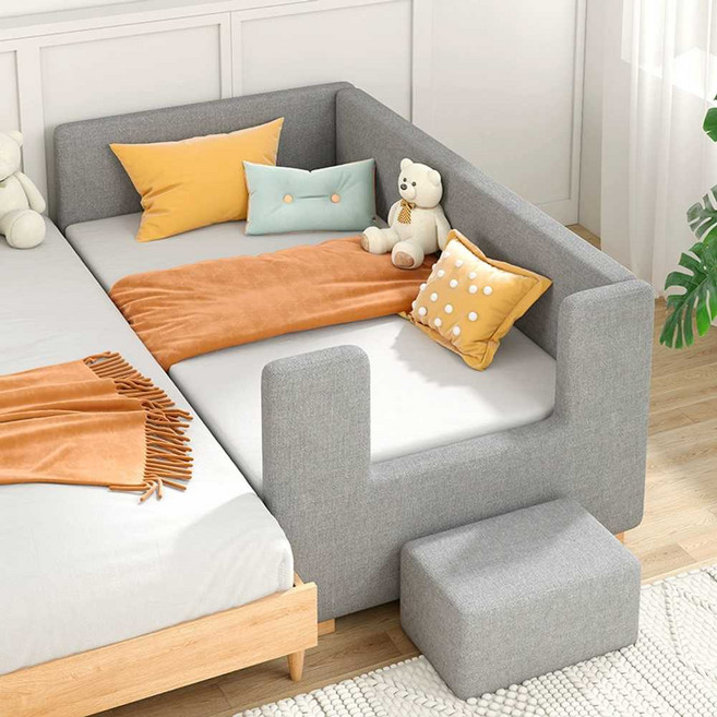 침대 연장 소파배드 연장형 아기침대 사이드 보조 서브 확장 프레임, 삼면가드레일 180x70x40CM, 09.삼면가드레일 180x70x40+매트리스