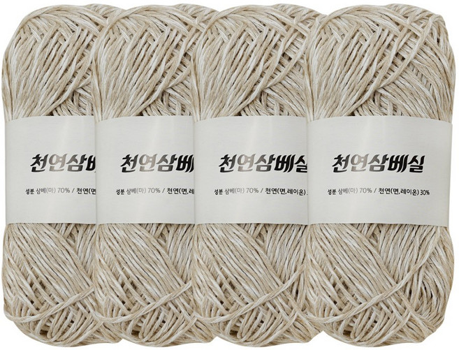 바토니팅 국산 천연 삼베실 50g x 4P 친환경 제로웨이스트 수세미실 행주 뜨개실, 1개, 02번 4P