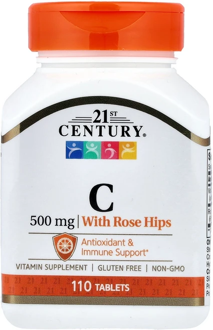 21st Century 21세기 센트리 비타민C 로즈힙 포함 500mg 110정 아스코르브산 함유, 1개, 500 mg - 쿠팡