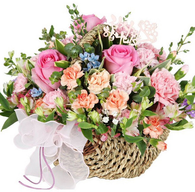 (당일배달) 핑크빛사랑 핑크피치 꽃바구니 ST-A1799 - 생일 기념일 장미 꽃선물 전국당일배송 생화, 12.[ST-A1799]핑크빛사랑, 1개