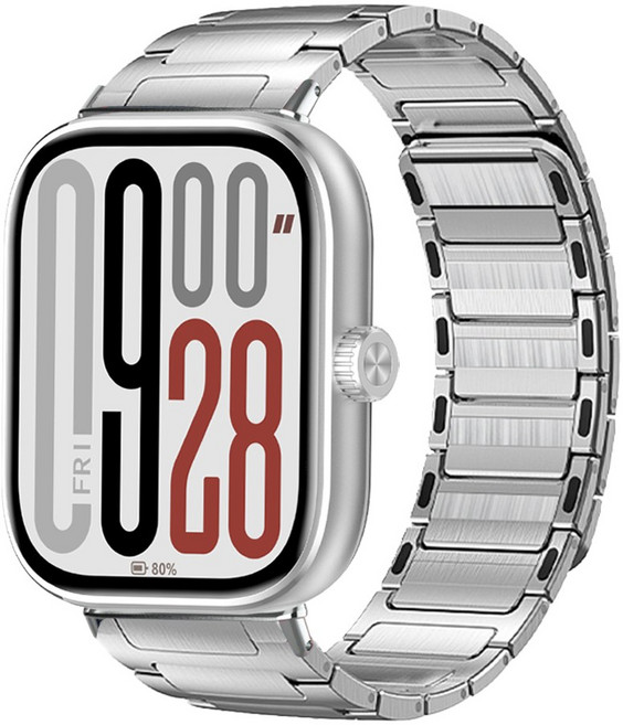 더조은셀러 샤오미 레드미 미워치5 4 마그네틱 메탈 스트랩 시계줄 밴드, 실버, 1개