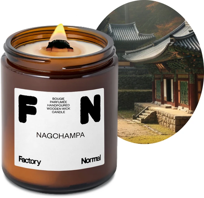팩토리노멀 갈색병 우드심지 소이캔들 대형, 나그참파, 210g, 1개 - 쿠팡