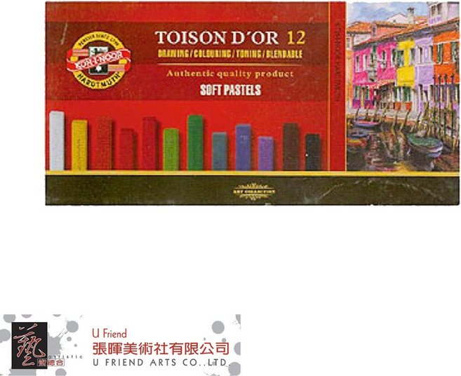 KOH-I-NOOR TOISON D'OR 12 專家粉質軟質粉彩條, 1個, 12 色