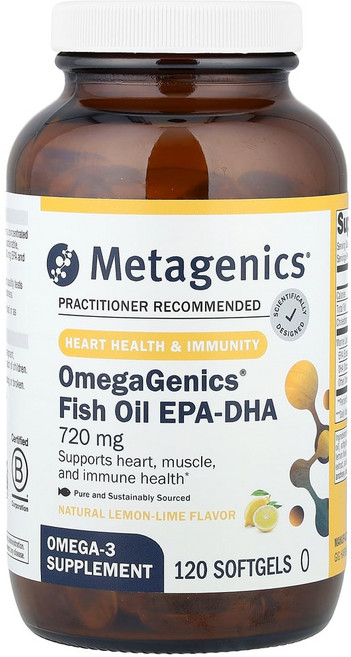 아이허브 메타제닉스 OmegaGenics EPA-DHA 720 레몬-라임 맛 소프트젤 120정, 1개