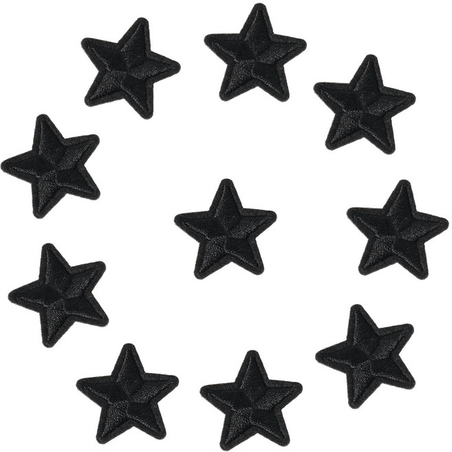 셀렉트와펜 미니 블랙별 스타 자수 패치 다림질 와펜 열접착식, 단품, 10개