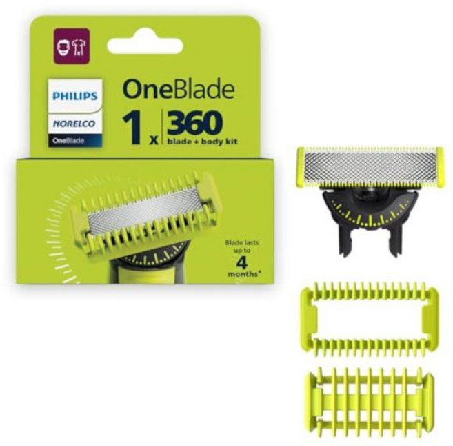 필립스 노렐코 원블레이드 360도 면도날 정품 교체 QP614/80, OneBlade 360