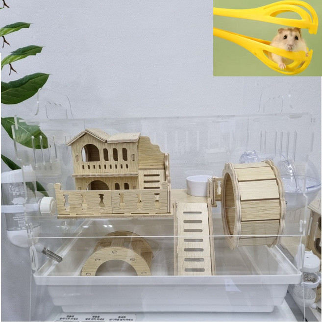 품절대란 토리하우스 햄스터 2층집 하우스 케이지 대형집 아크릴 디깅박스 은신처 골든햄스터 고슴도치 다람쥐 2층원목하우스 꾸미기 풀세트, 1개, 원목
