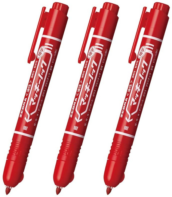 지브라 유성마커 맥키녹 가는 글씨 빨간색 3개입 PYYSS6R3AZ