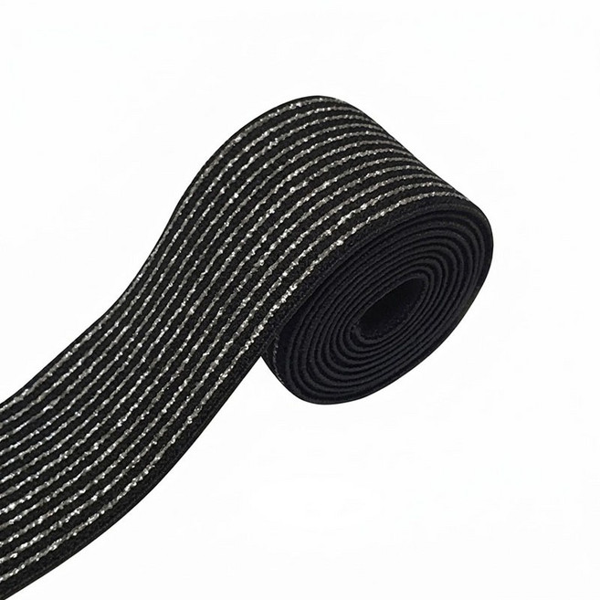 [청라핸즈] 허리고무밴드 고무줄 소프트 실버펄 블랙 40mm (09-771)