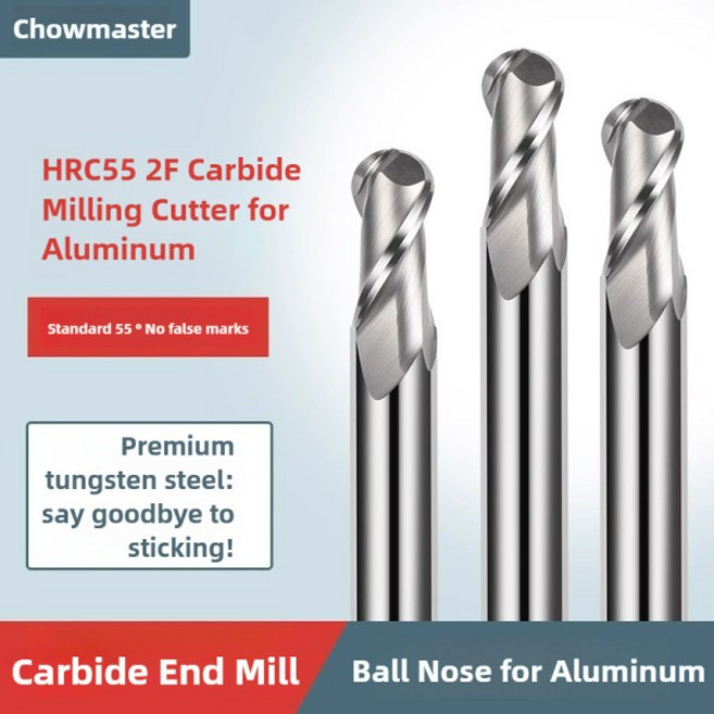 Chowmaster 2 플루트 볼 노즈 엔드 밀 4 6 8 10 12mm 생크 카바이드 밀링 커터 목재 알루미늄 용 CNC 조각, 05 R2x4x50, 01 1PCS