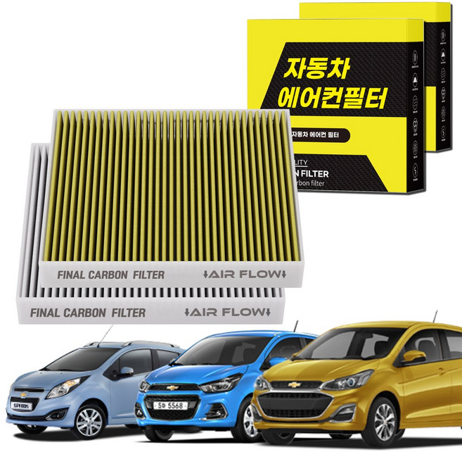 1+1 자동차 에어컨필터 그린 활성탄 냄새차단 순정형 PM, 2개, 더넥스트/더뉴 스파크 (13~현재) [FCA-02]