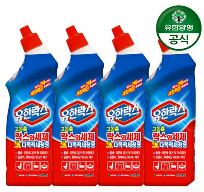 [유한락스] [유한양행] 노즐타입 욕실 변기 세정제 755ml x 4개, 옵션선택:단일옵션