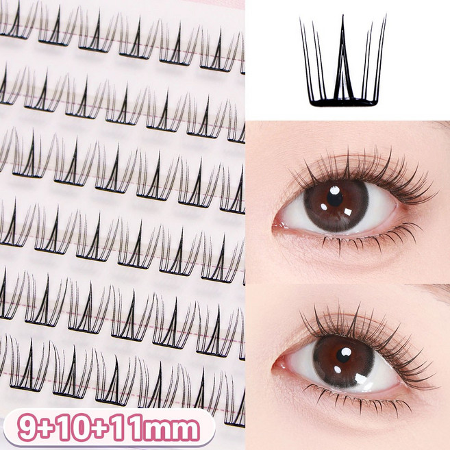 빈메이 노글루 속눈썹 가닥 포인트 속눈썹 9+10+11mm 풀이 필요없는 아이래쉬 60pcs, 1개, 샤인
