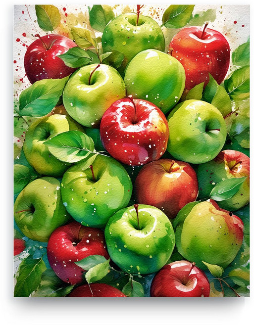 엘티에프티 재물운을 부르는 풍수 사과 청사과 홍사과 그림 캔버스 액자 인테리어 그림, 10. 생기있는 사과더미