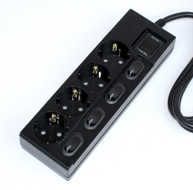 KD-TAP 국산 개별형 스위치 멀티탭 4구 고용량 콘센트 16A 안전 접지, 1개, 블랙, 3m