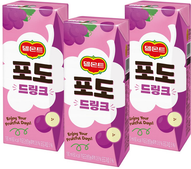 델몬트 드링크 포도, 190ml, 48개