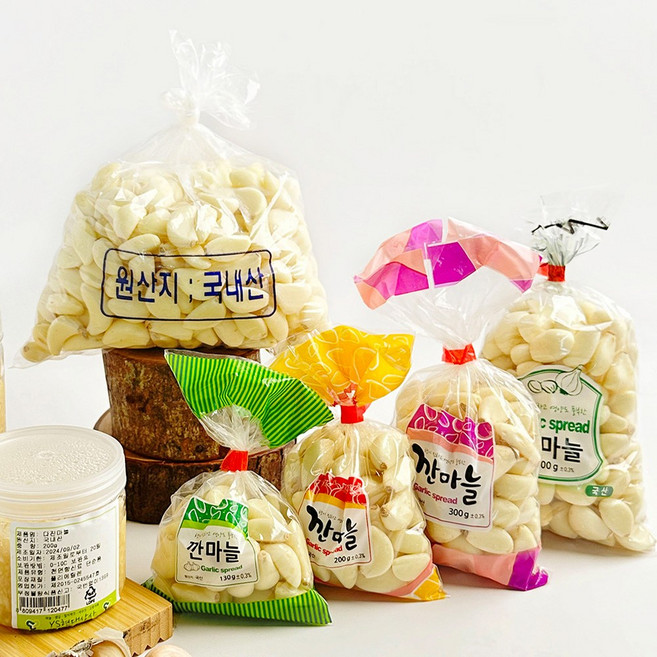 [학성새벽시장] 국산 창녕 햇마늘 깐마늘 대 중 소 꼭지제거, 1개, 깐마늘(대) 꼭지있는 1kg