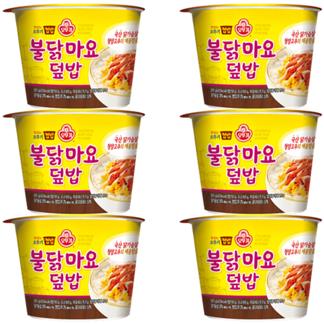 오뚜기 즉석 컵밥 불닭마요덮밥, 267g, 6개