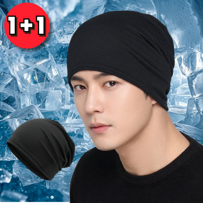 무이코 1+1 냉감소재 시원한 메쉬 비니, 1세트, 블랙 2P