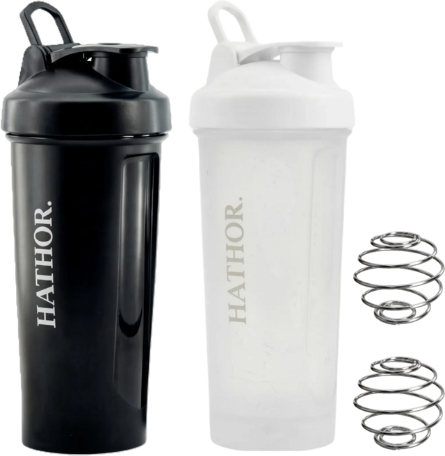 하토르 프리미엄 곡면구조 쉐이커 보틀, 2개, 800ml, 블랙(화이트)+화이트
