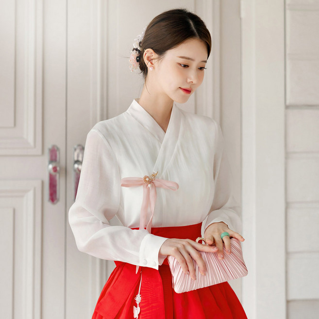 시크라인(~XXL까지) 백유화 생활한복 저고리 블라우스 가을 자체제작 한복 명절 모임룩 스페셜룩 빅사이즈