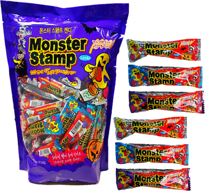 몬스터 스탬프 캔디 1064g 도장사탕/할로윈/행사, 15.2g, 70개