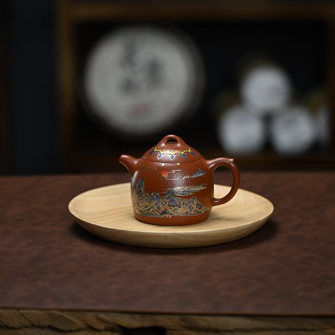 STTPEI 大紅袍 秦權 彩繪 紫砂壺, 1個, 1L, 大紅袍彩繪秦權200ml:200ml
