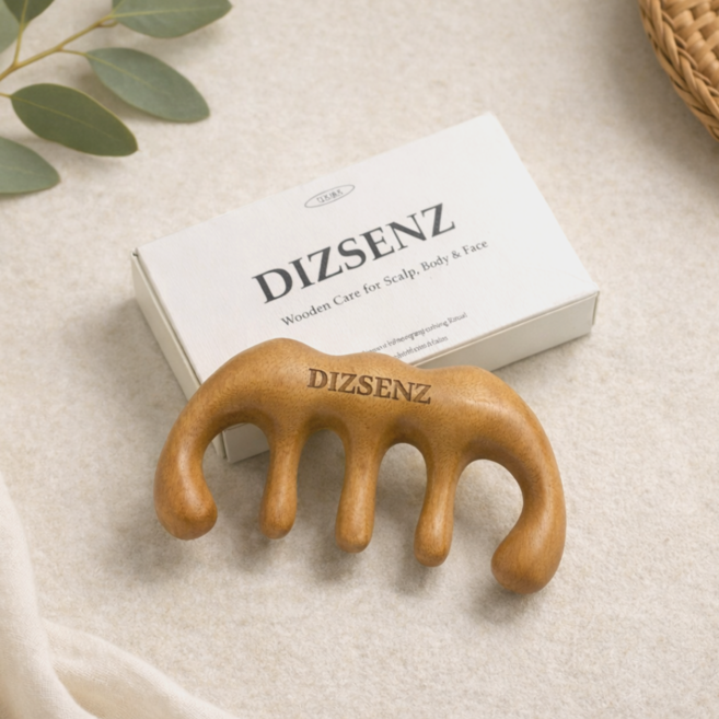 디즈센즈 두피괄사 얼굴 바디 두피 괄사마사지기, 우드, 1개