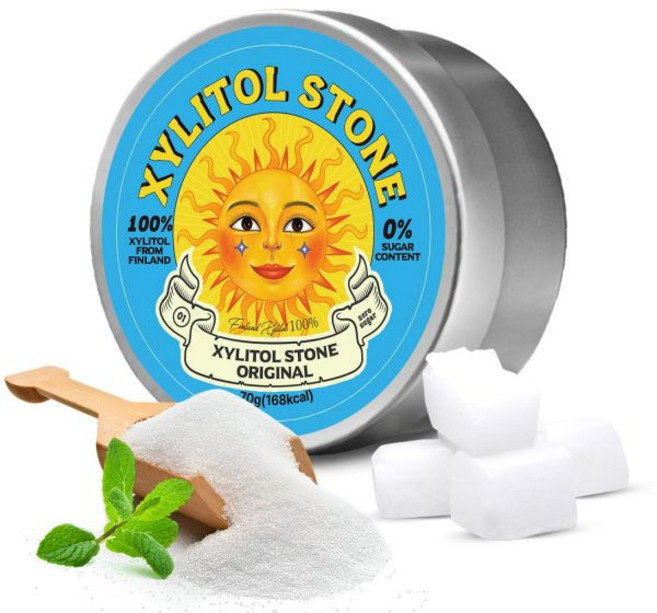 자일리톨 스톤 무설탕 사탕 - 비건 및 케토 친화적인 독특한 하드 캔디 100% 천연 향미 글루텐 프리 비유전자변형 무첨가 구취개선용 저칼로리 민트 페퍼민트 부스터 (2개 세트, 오리지널 (1팩), 70g, 1