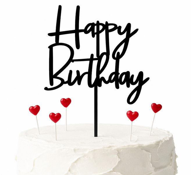 모로아 케이크 생일 토퍼 축하 기념일 장식 픽 세트, 1개, 블랙