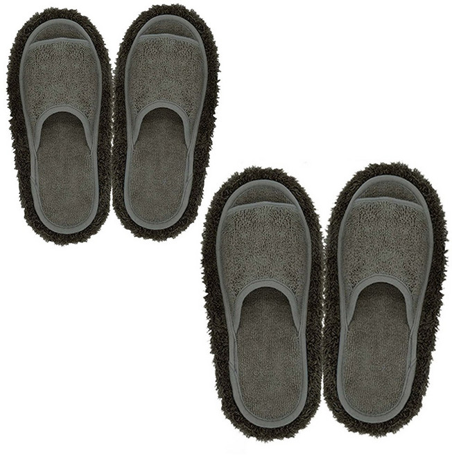 청소슬리퍼 [1+1] 걸레슬리퍼 극세사 층간소음 발걸레 거실화, 챠콜남2개, 1세트