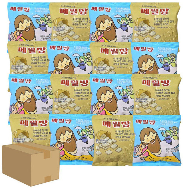 교회 전도용 건빵 소포장 대량 메밀 과자 전도물품 답례, 200개, 25g
